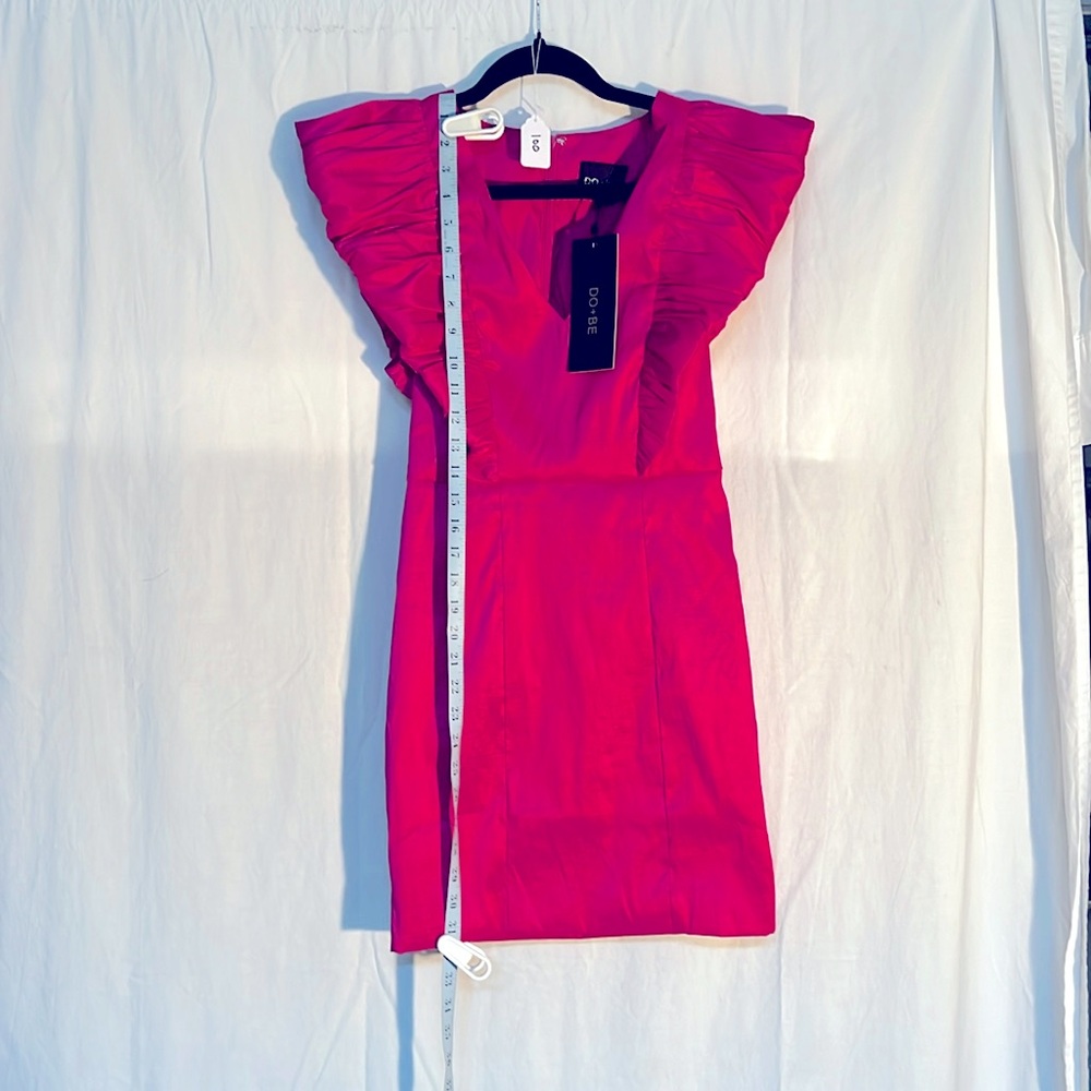 DO+BE Fuchsia Pink Ruffle Sleeve Mini Dress Sz M
